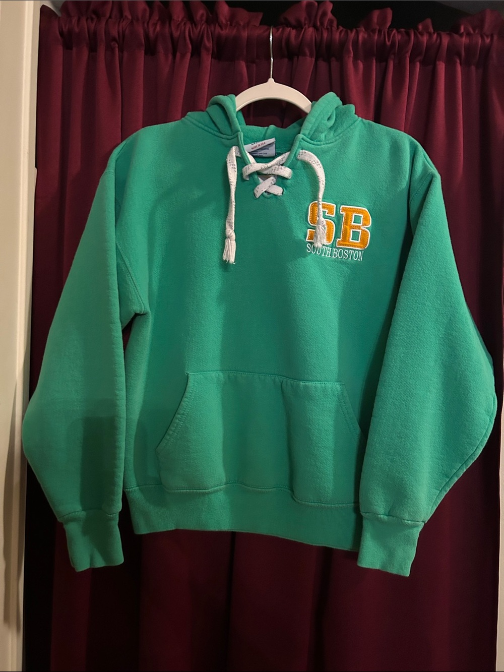 South Boston Lace-Up Hoodie Sweatshirt Green. M